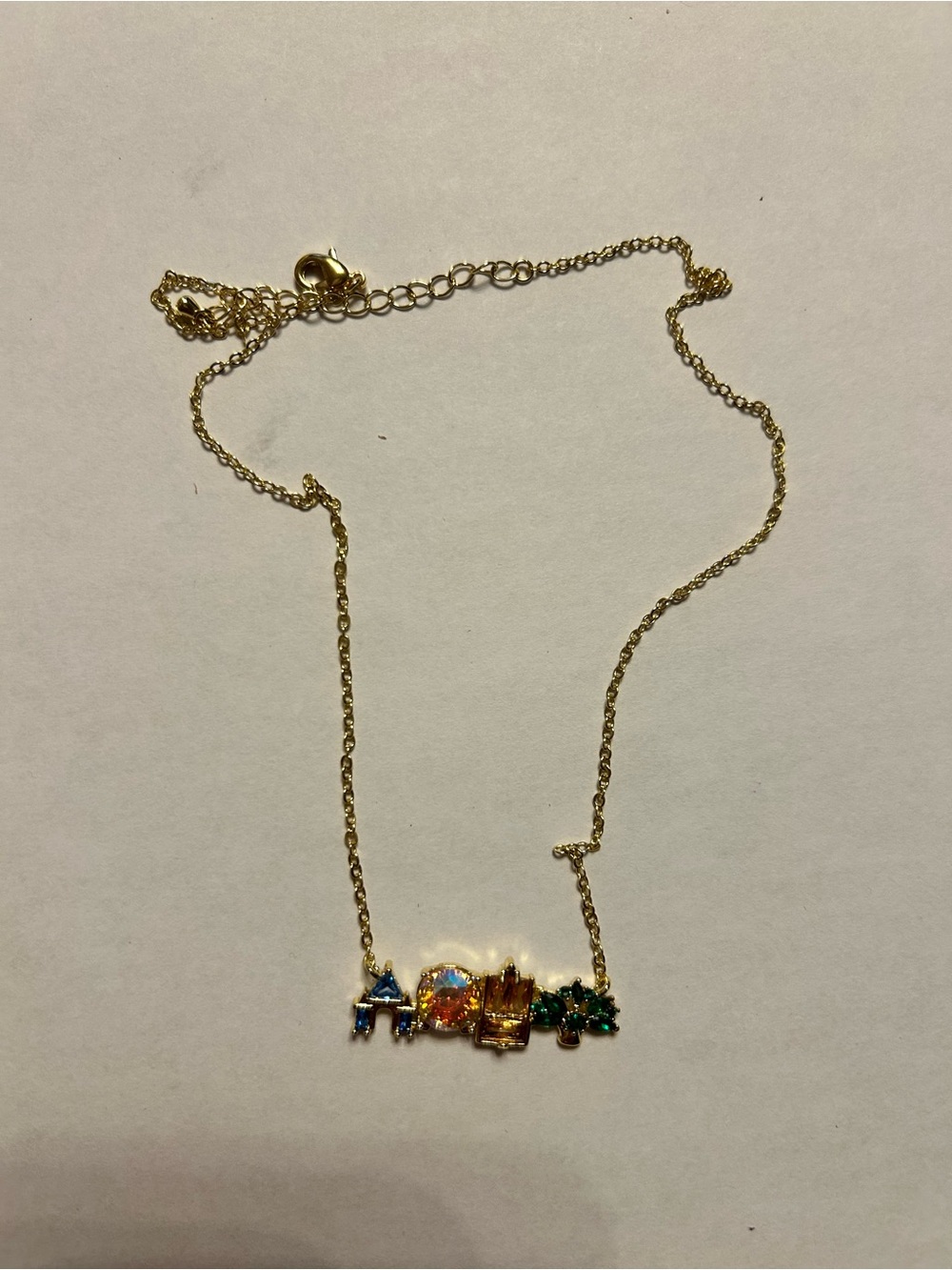 Gold Tone Inspired Disney Four Park Crystal Charm Necklace